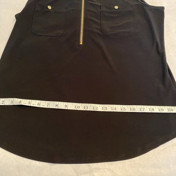 Black Sleeveless Collar Shirt with Brass Zipper - Picture 4 of 5